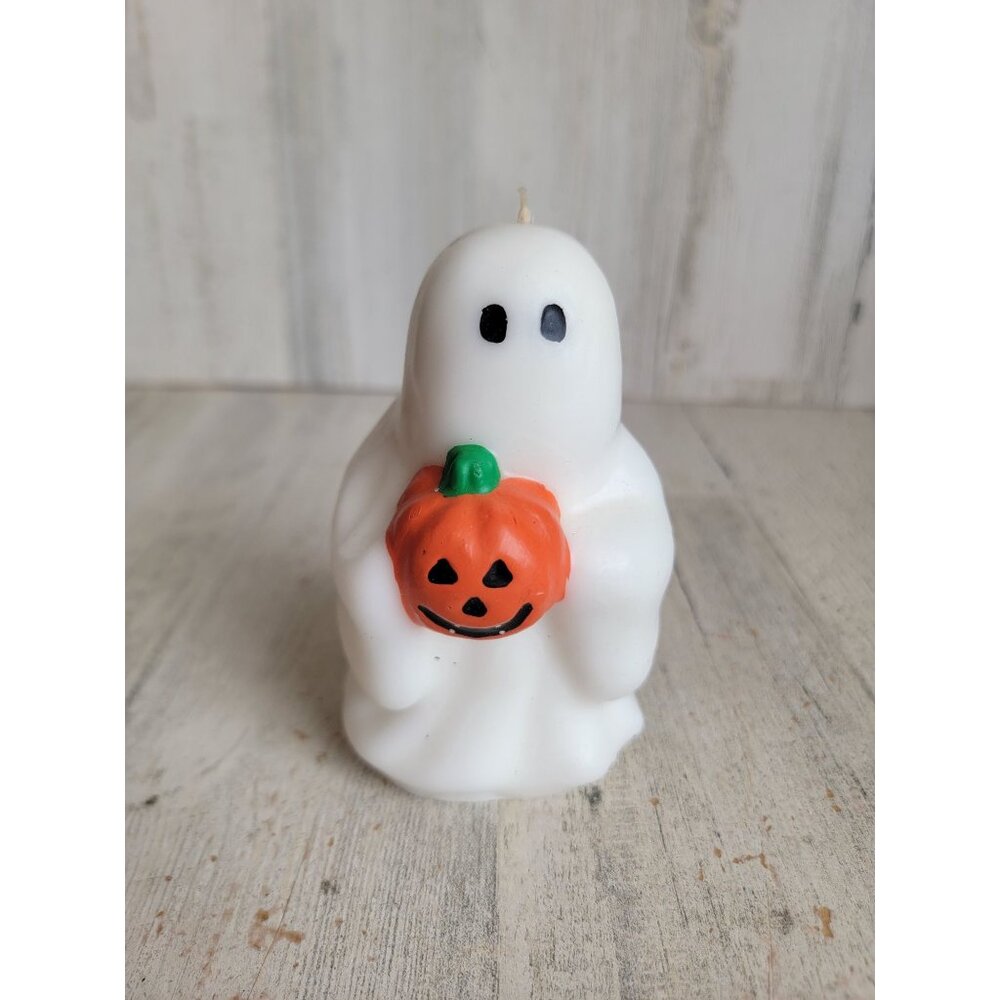Vintage‎ wax ghost candle pumpkin Halloween home decor figure